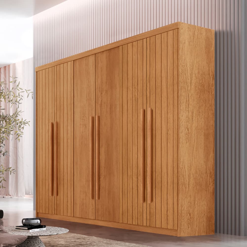 Guarda Roupa Casal Toronto 100 MDF 6 Portas e 2 Gavetas Moderna Mobília