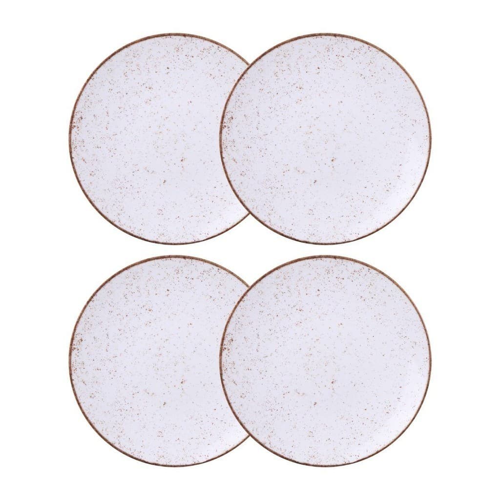 Jogo de Pratos Rasos 4 Peças Rústico 25 cm Porcelana Decorada Tramontina