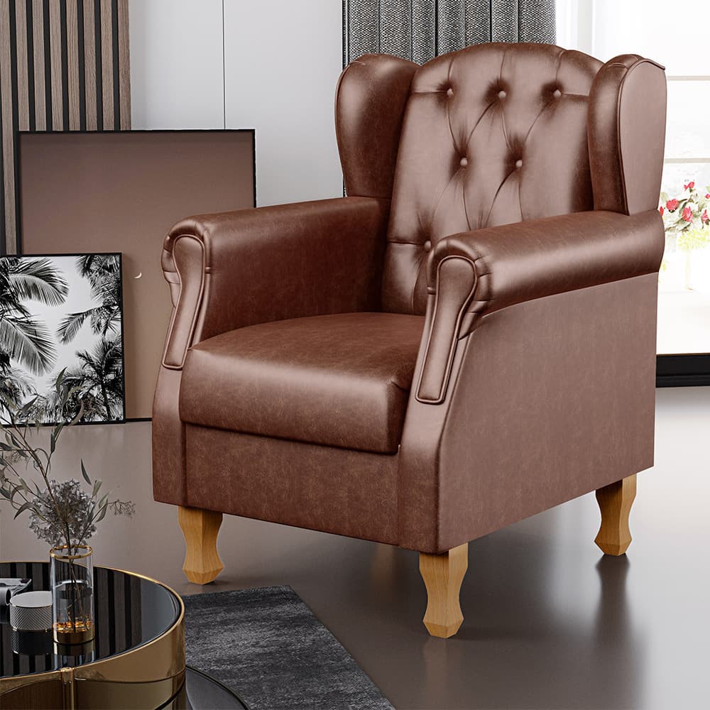 Poltrona Decorativa Para Sala De Estar Yara P02 Couríssimo Marrom - Lyam Decor
