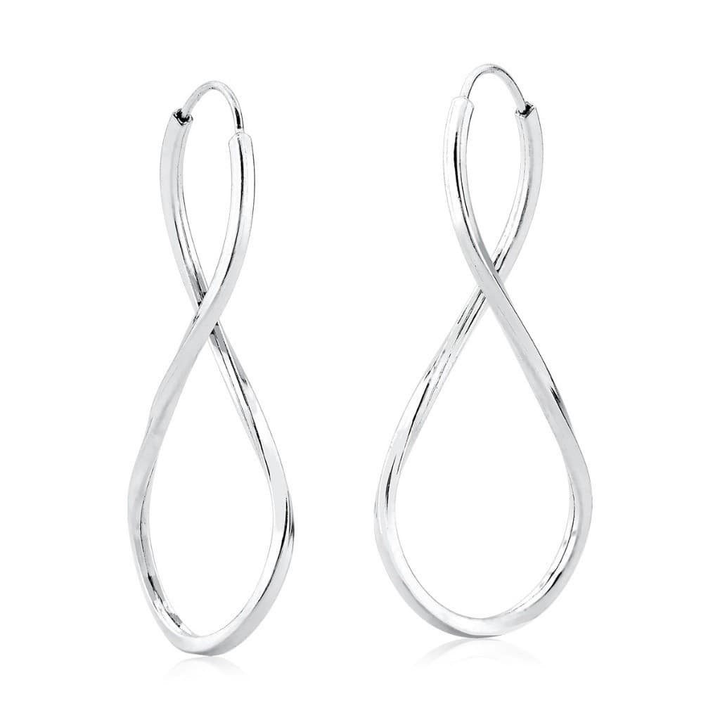 Argola Feminina de Prata 925 Infinito Fio Quadrado