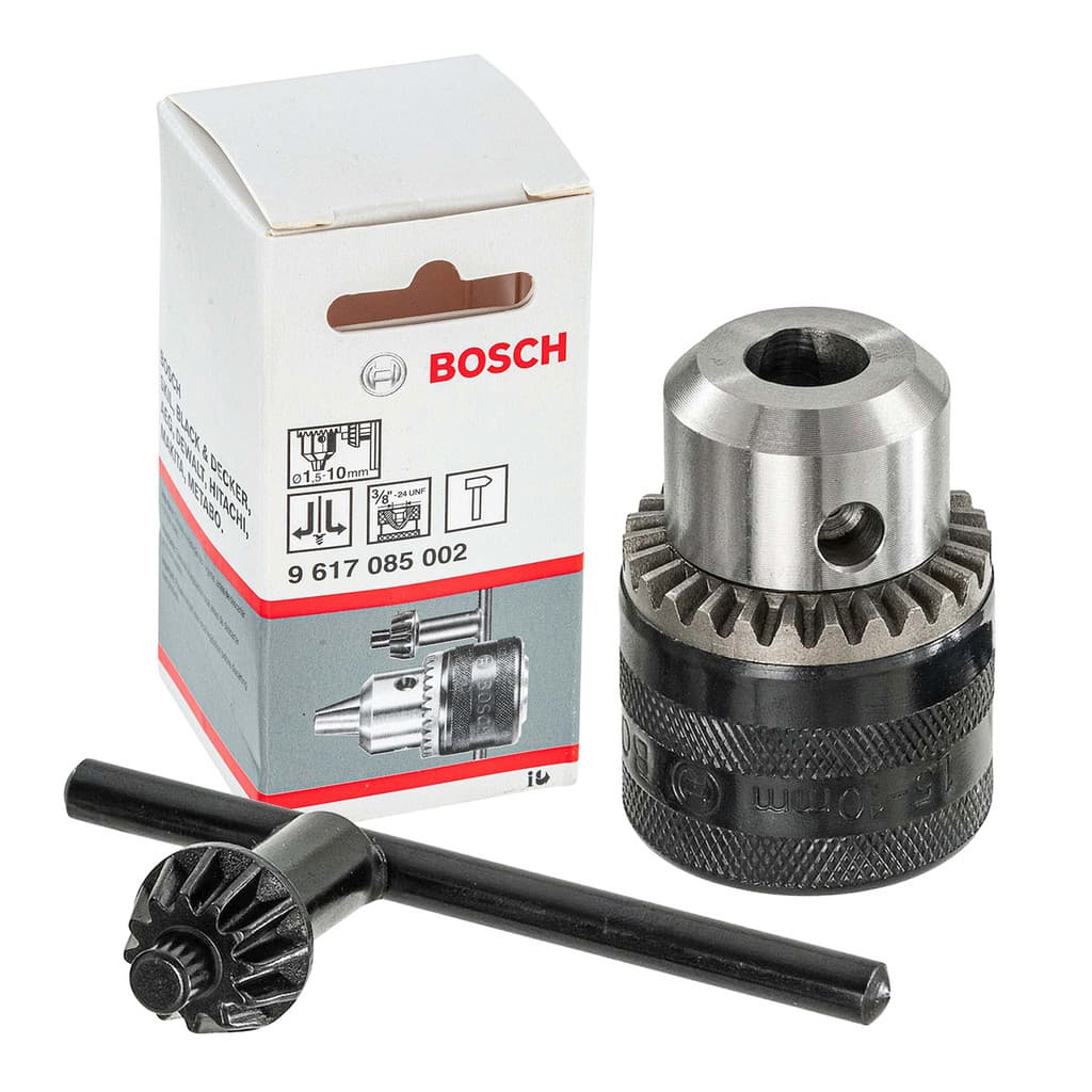 Mandril Bosch 10mm Rosca 10L 3/8" x 24 UNF com Chave