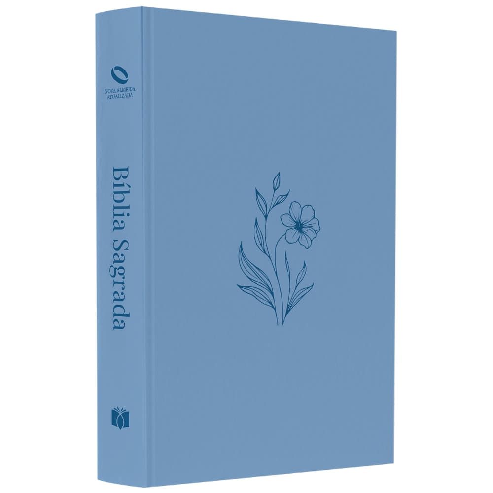 Bíblia Sagrada Flor Minimalista Azul | NAA | Letra Normal | Capa Ilustrada