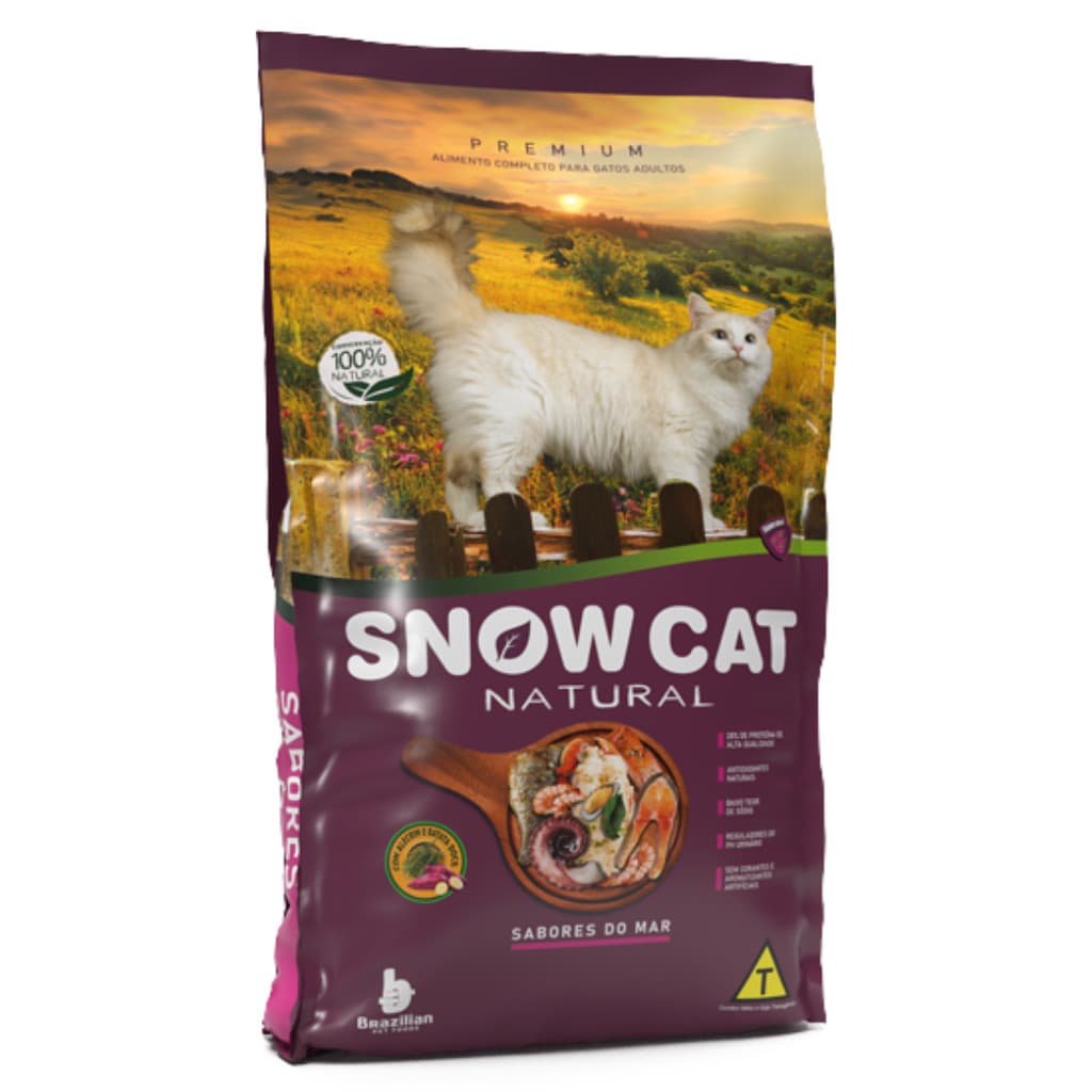 Ração Snow Cat Premium Natural Sabores do Mar para Gatos Adultos 10,1 kg