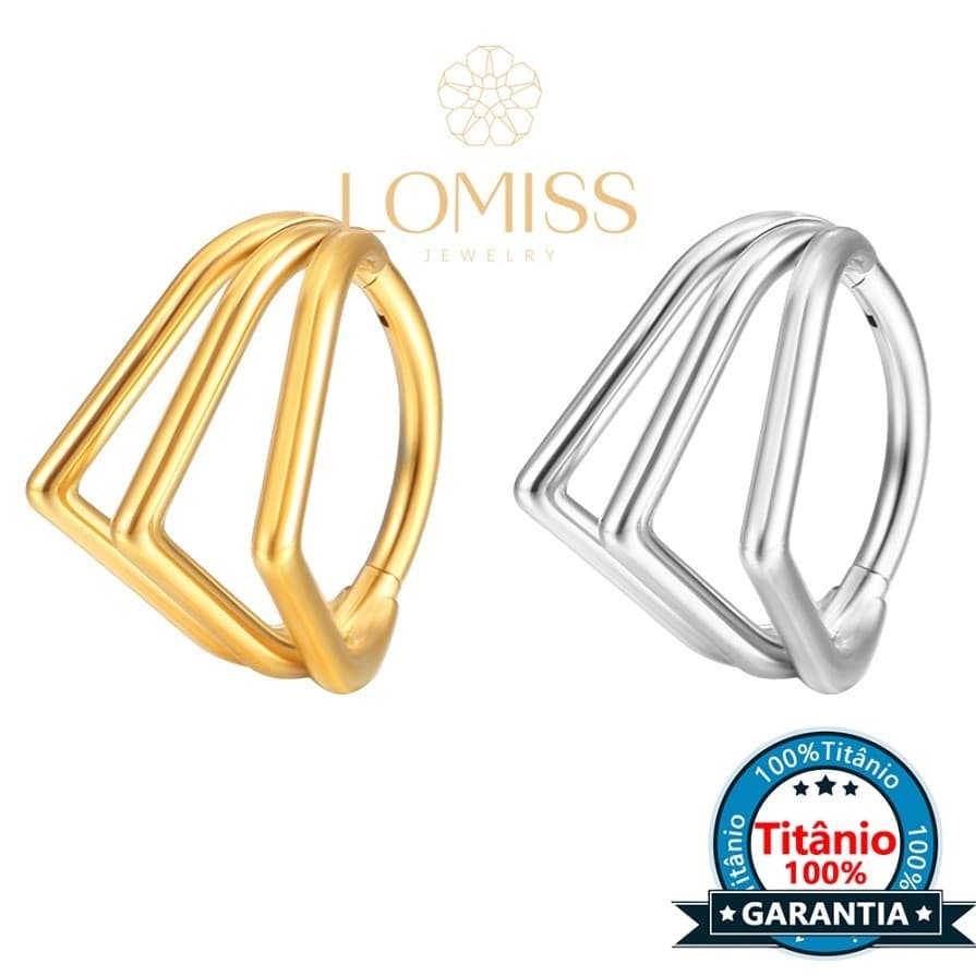 【Lomiss】Piercing Hélix Conch Lóbulo Argola Gota Três Fileira Titânio Segmento Articulado