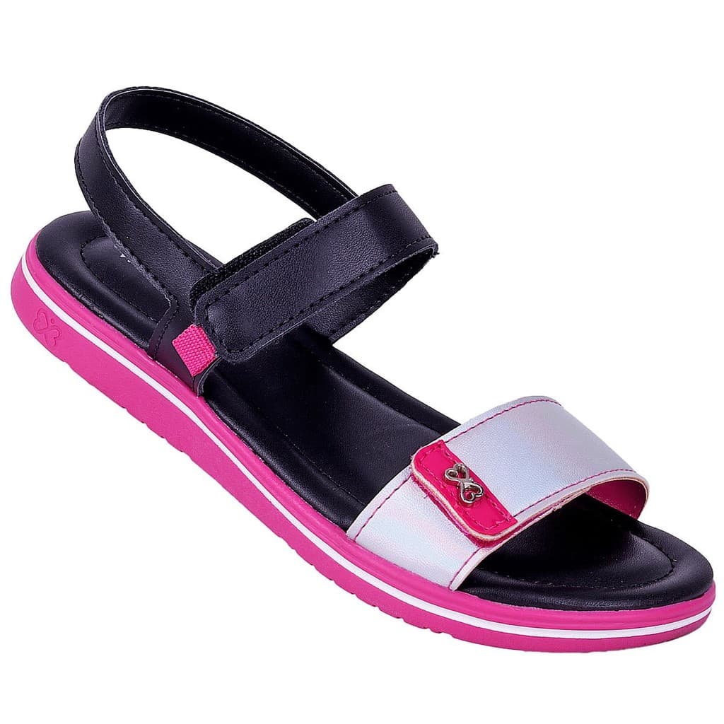Sandália Papete Infantil Feminina WorldColors Bia - Preto/Pink
