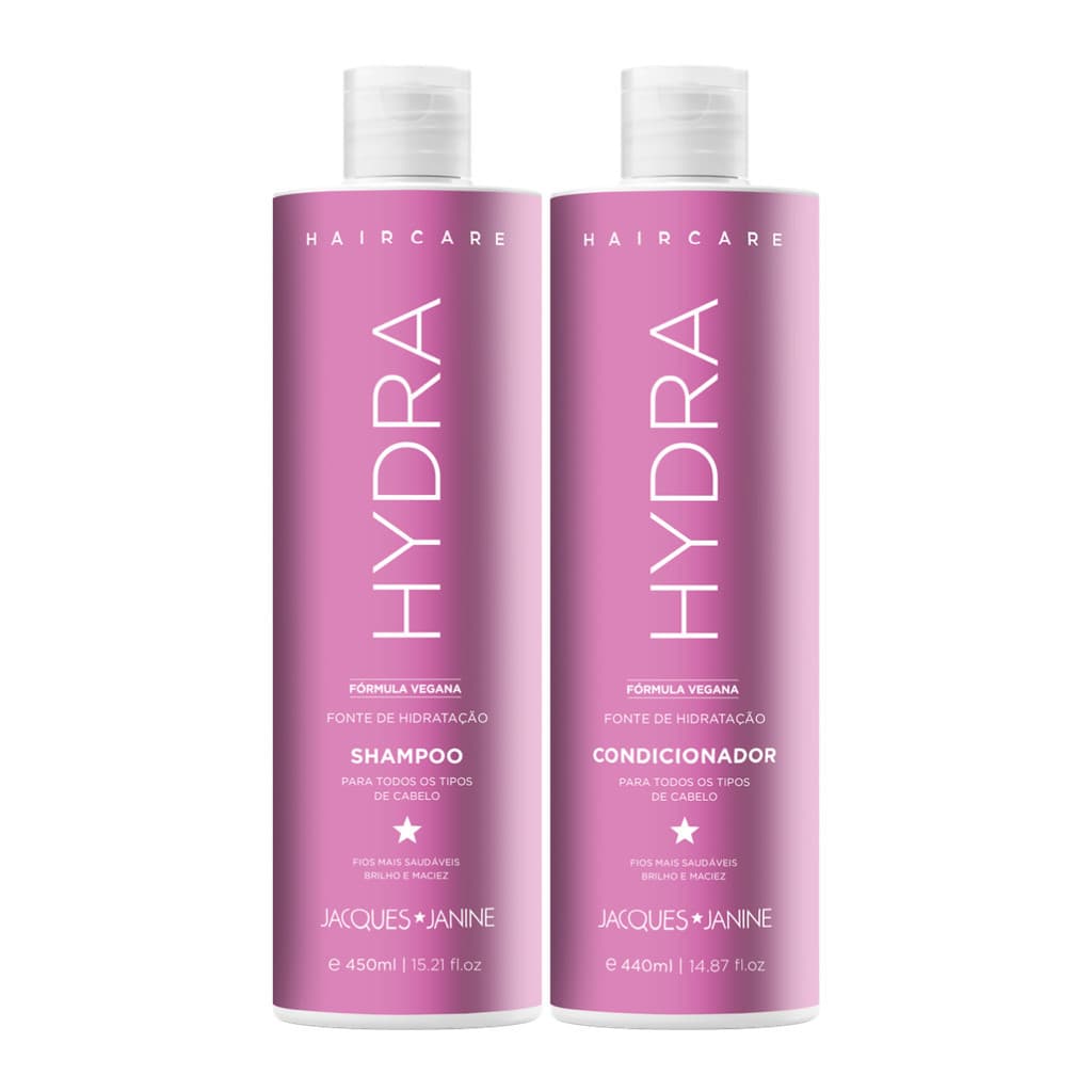 Kit Hair Care Hydra Jacques Janine Shampoo Sem Sal 450ml + Condicionador Leave-in 400ml Hidratação