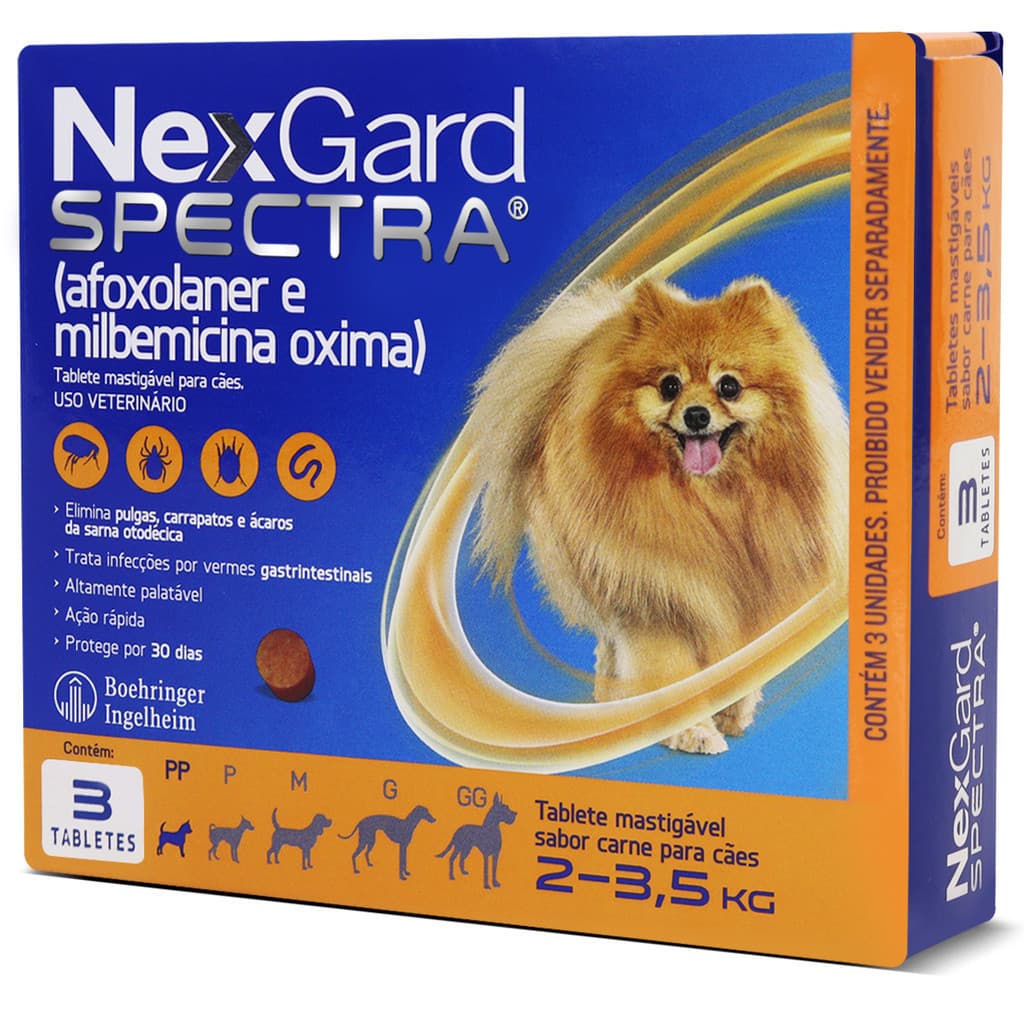 Nexgard Spectra De 2 A 3,5kg 3 comprimidos Antipulgas e Carrapatos Para Cachorro