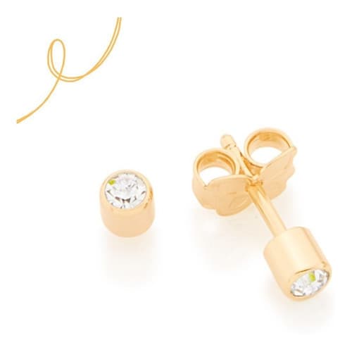 Brinco Rommanel Segundo Furo Cristal Folheado A Ouro 523172