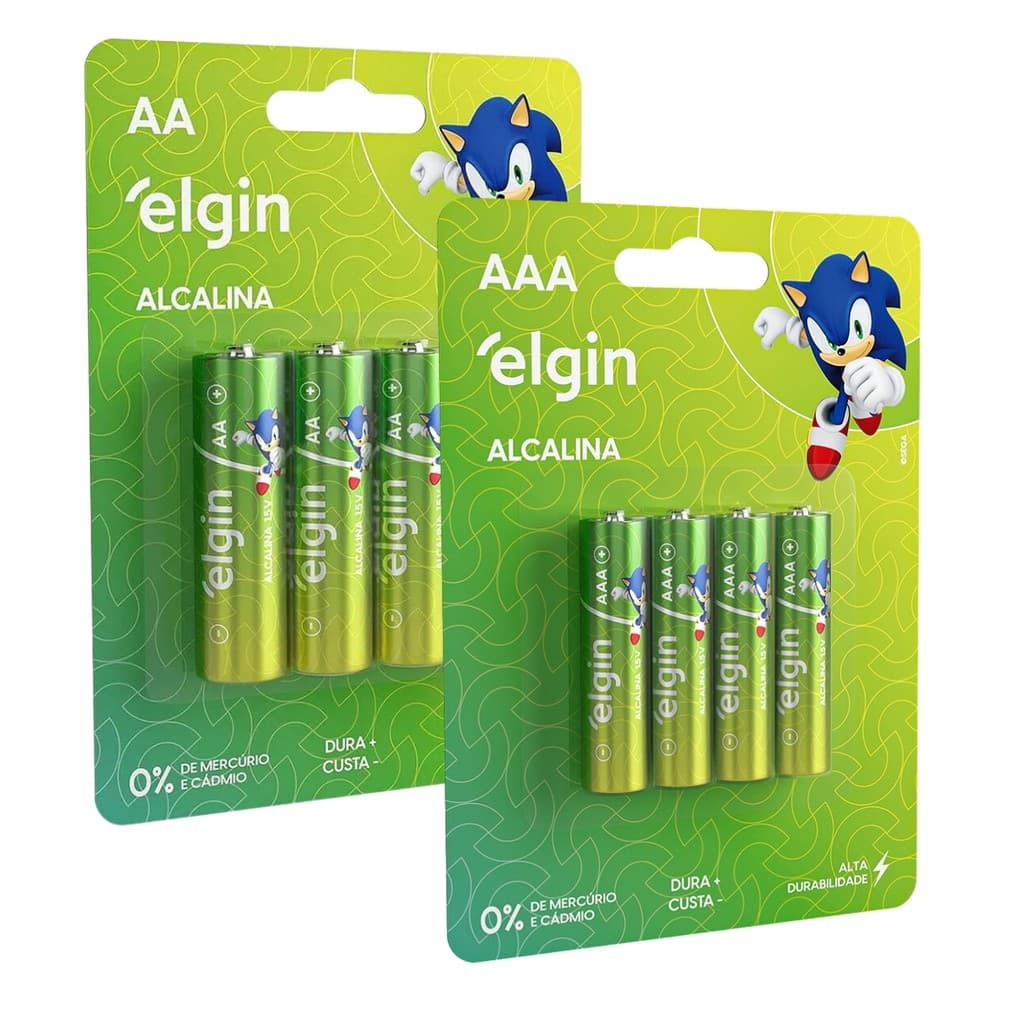 Kit Pilhas Aaa Palito C/4 + Aa Pequena C/4 Alcalinas Elgin