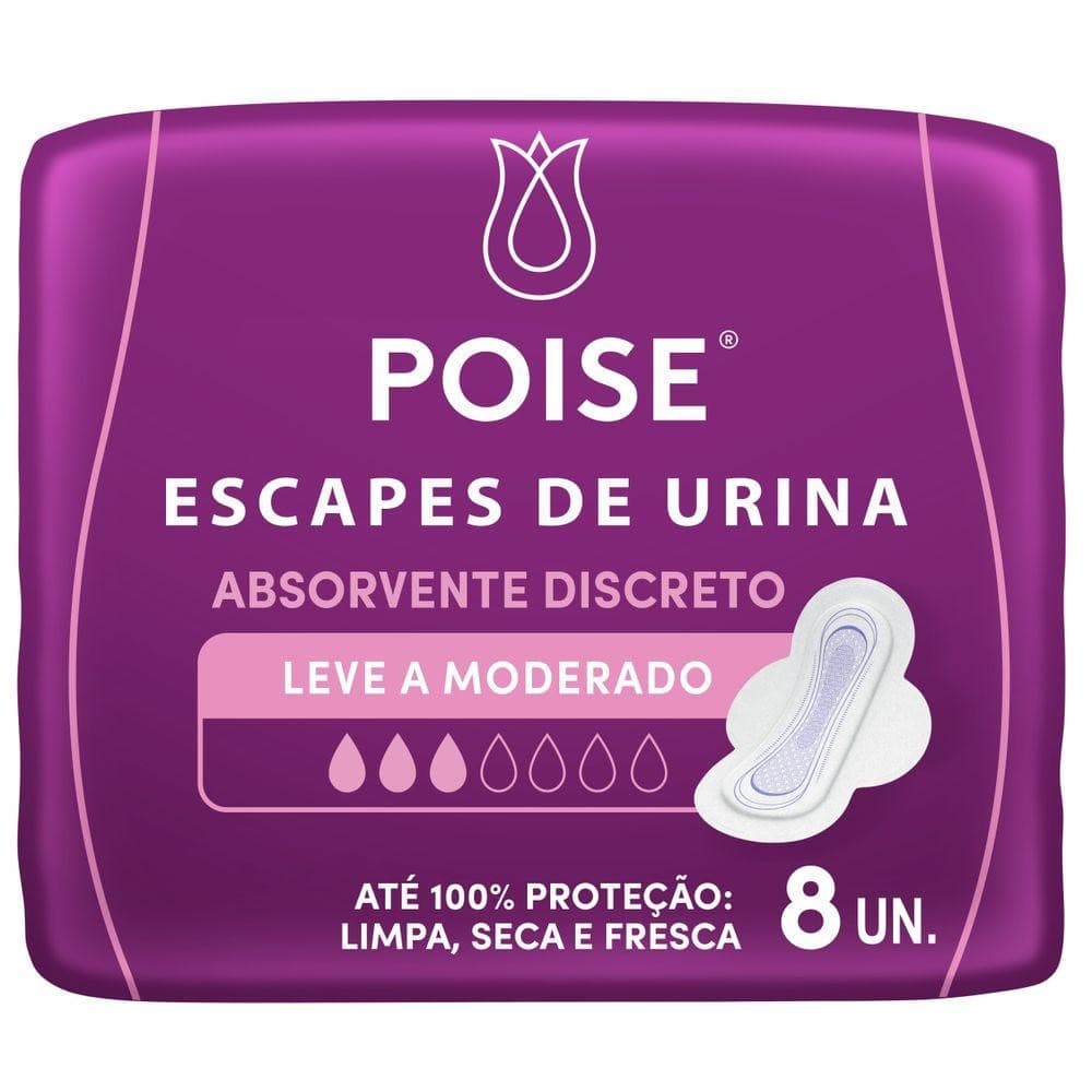 Absorvente Escapes Urina Leve Moderado Poise 8un  c/ Abas