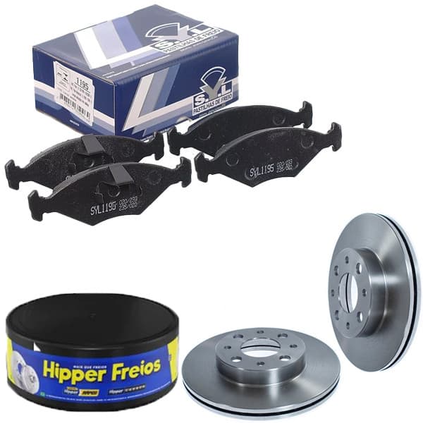 Kit Disco Freio Ventilado + Jogo Pastilha Freio Fiat PALIO SIENA PALIO WEEKEND  HIPPER FREIOS / SYL