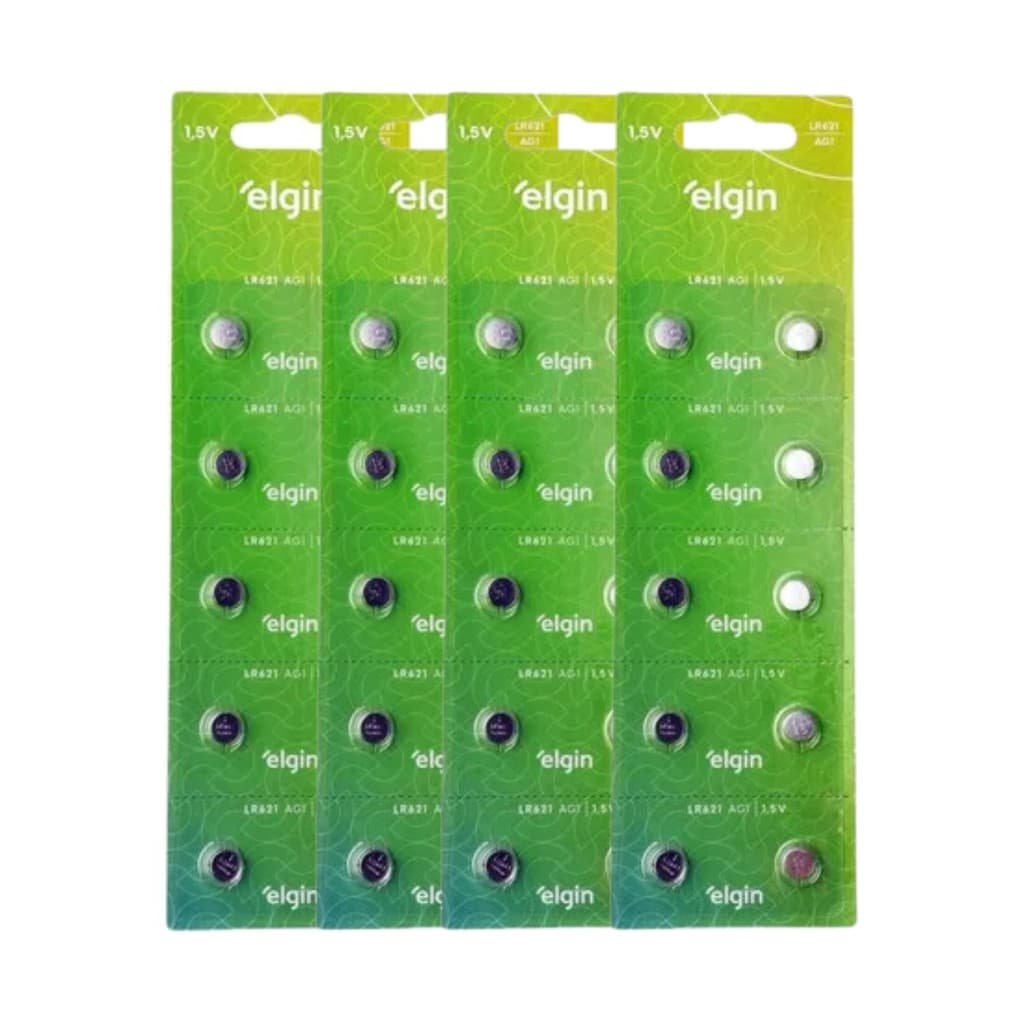 Kit 40 Baterias Pilhas Alcalina Lr621 1,5v 4 Cartelas Elgin
