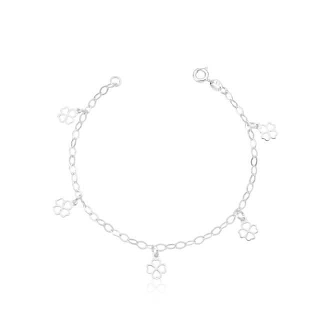 Pulseira feminina 5 trevinhos da sorte prata 925