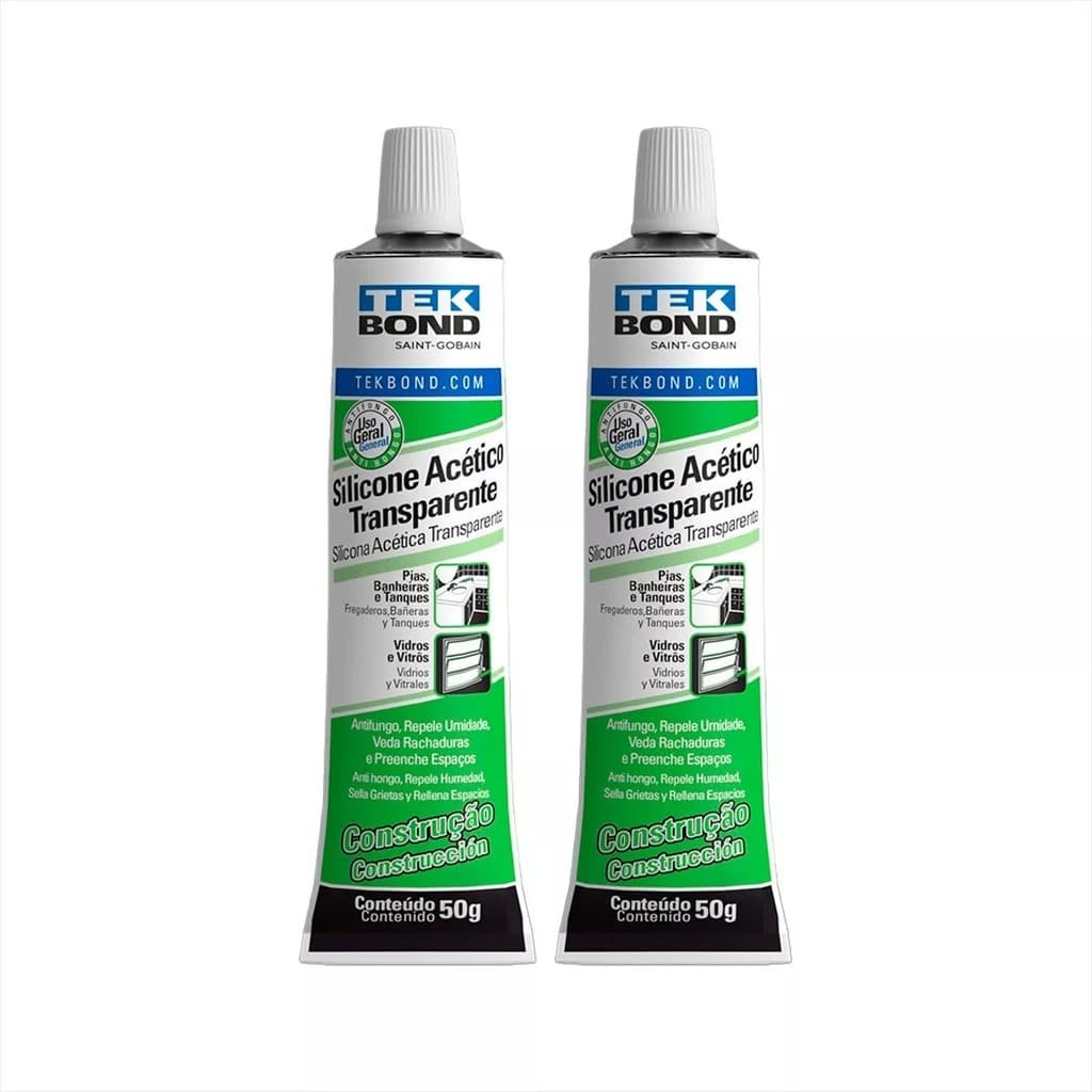 2 Adesivos Silicone Acético Construção Veda Porta Janelas 50g