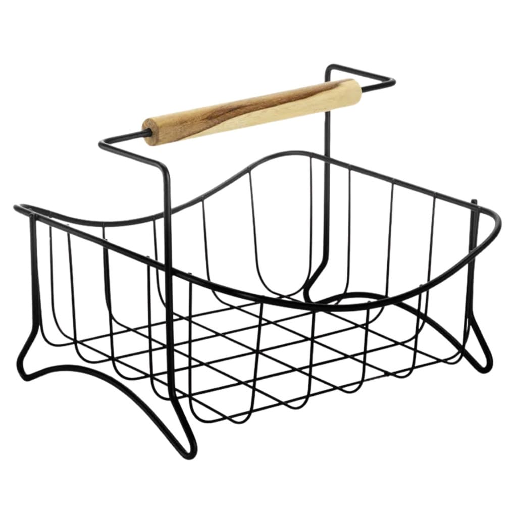 Fruteira Centro De Mesa Cesto Organizador Bancada Frutas Legumes Aço Aramado Eco Design Preto Arthi