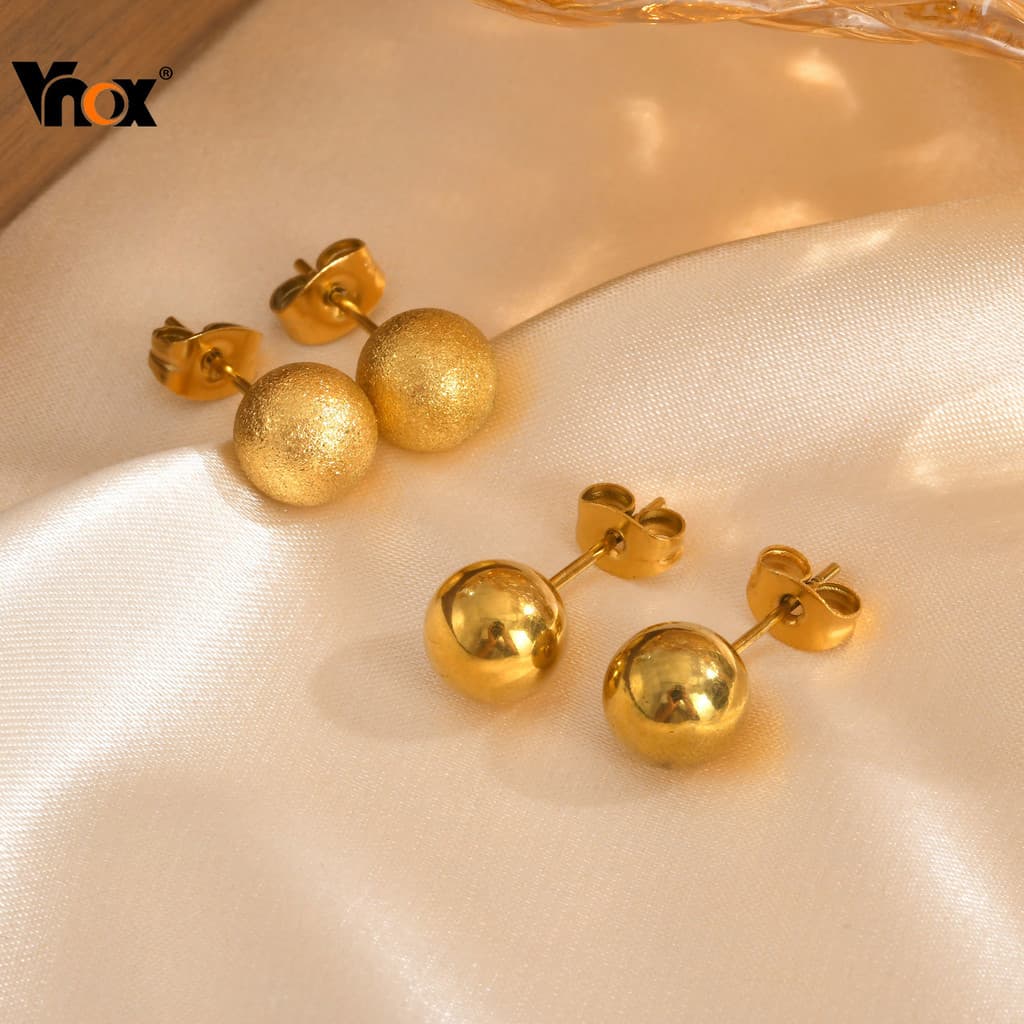 Brincos De Bola De Aço Vnox Para Mulheres E Meninas , Piercing Sem Manchas , Acessórios De Joias Presente
