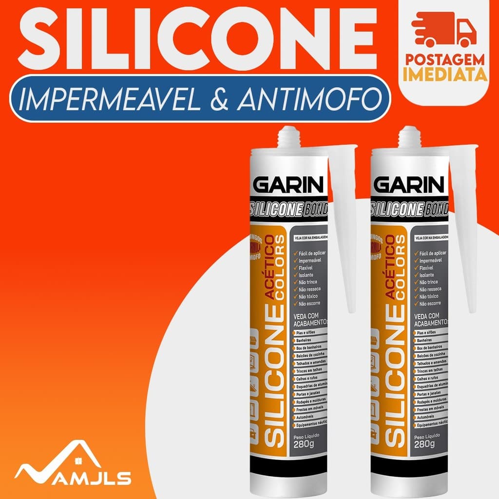Silicone Acético Uso Geral 280g Preto Garin Pia Cuba Box