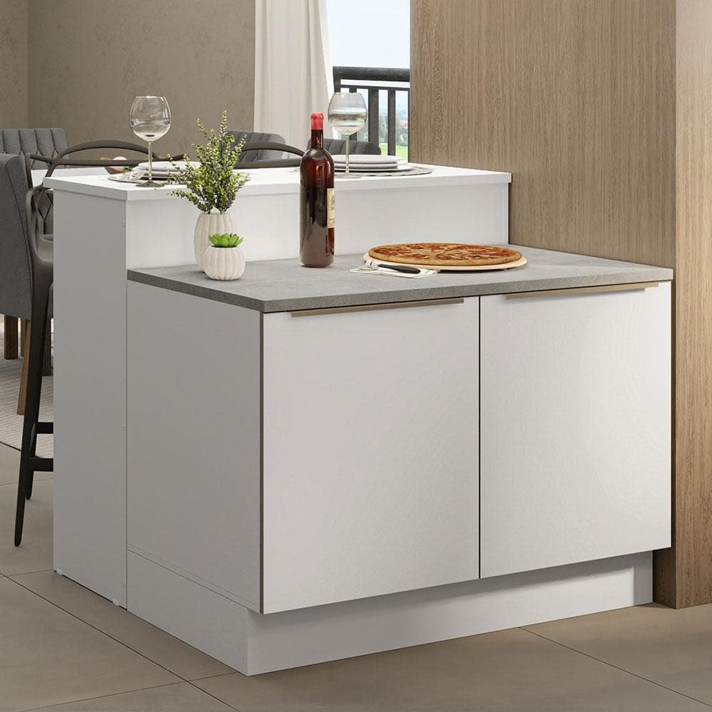 Ilha de Cozinha com Bancada e Balcão 120 cm Lux Madesa