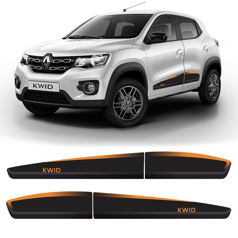 Kit Faixa Kwid 2018/2022 Adesivo Lateral Porta Black/laranja
