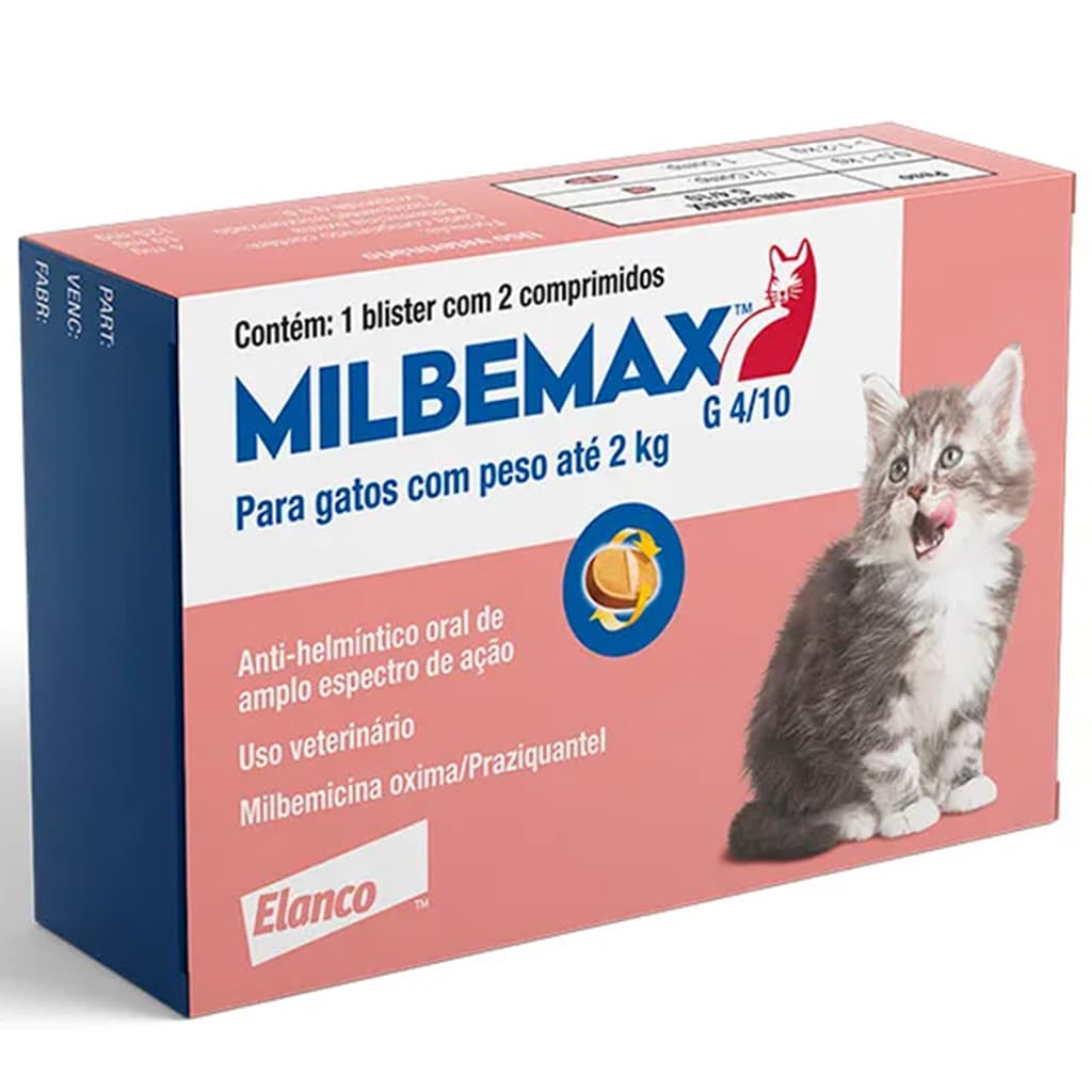 Vermífugo Milbemax para Gatos até 2 kg com 2 comprimidos - Elanco