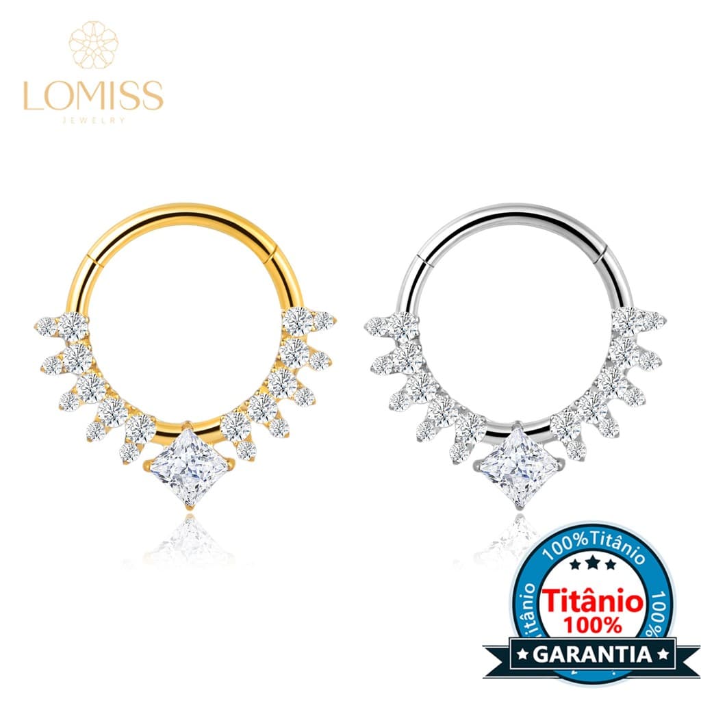 Piercing Argola Septril Rook Conch Nariz Titânio Zircônia Cravejada Frontal