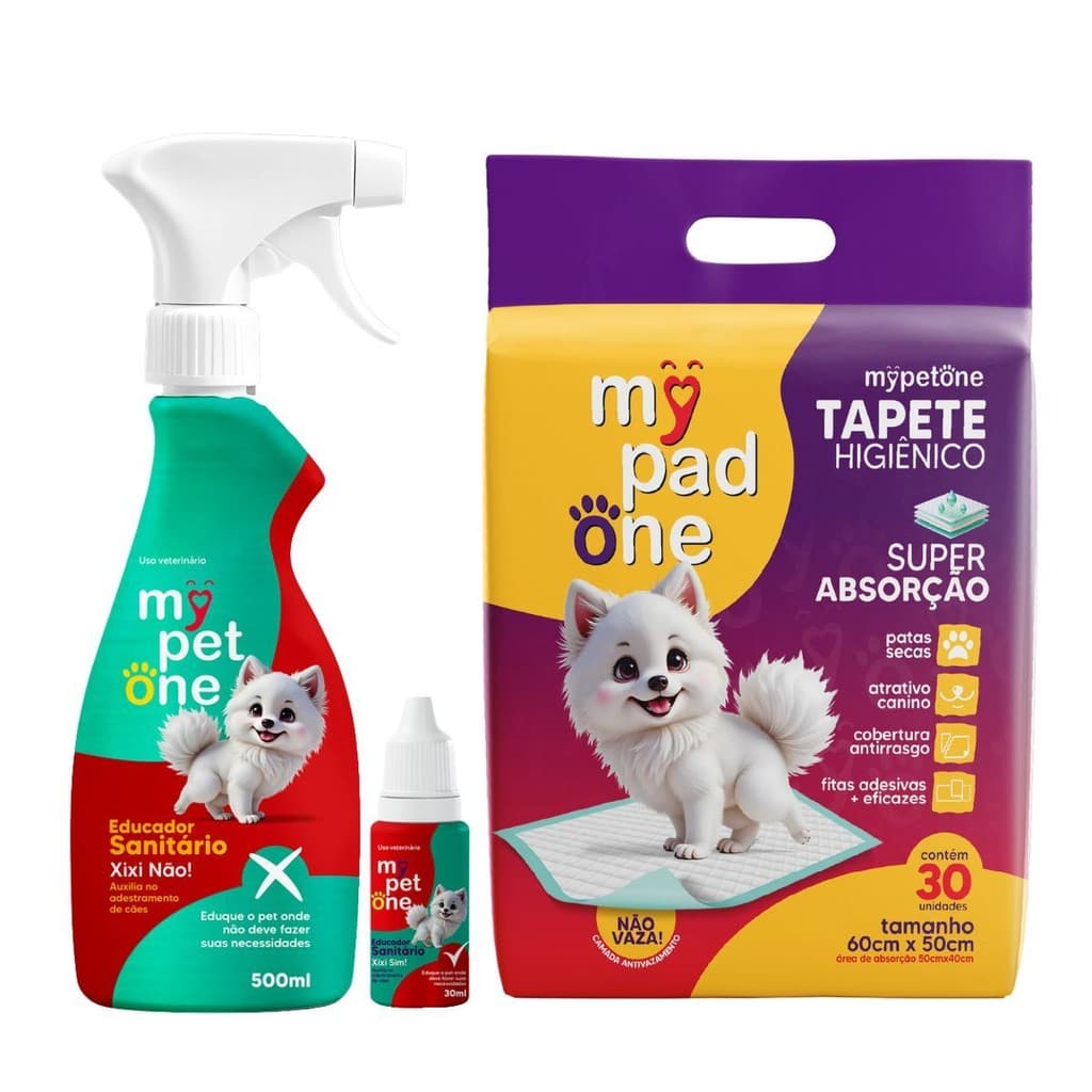 Kit Tapete Higiênico Premium Slim para Caes MyPadOne 60x50 cm Ultra Absorção Envio Imediato 30 un + Xixi Não + Xixi Sim