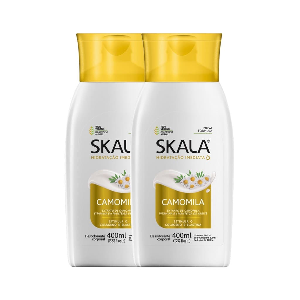 Kit 2 Loção Creme Hidratante Corporal Camomila Vegano Skala