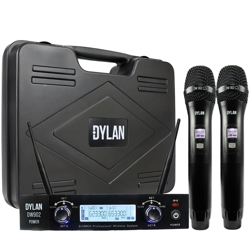Microfone Sem Fio Dylan DW-902 Power UHF Recarregável Preto