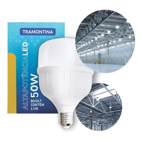 Lâmpada Led De Alta Potência 50w 6500k Bivolt E27 Tramontina Luz Branco-Frio 110v/220v
