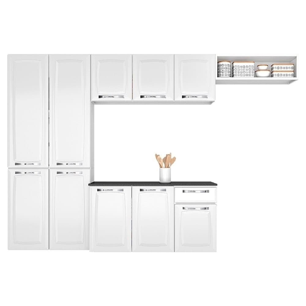 Cozinha Completa Itatiaia Amanda 2023 | 1 Gaveta, 10 Portas, Branco Neve