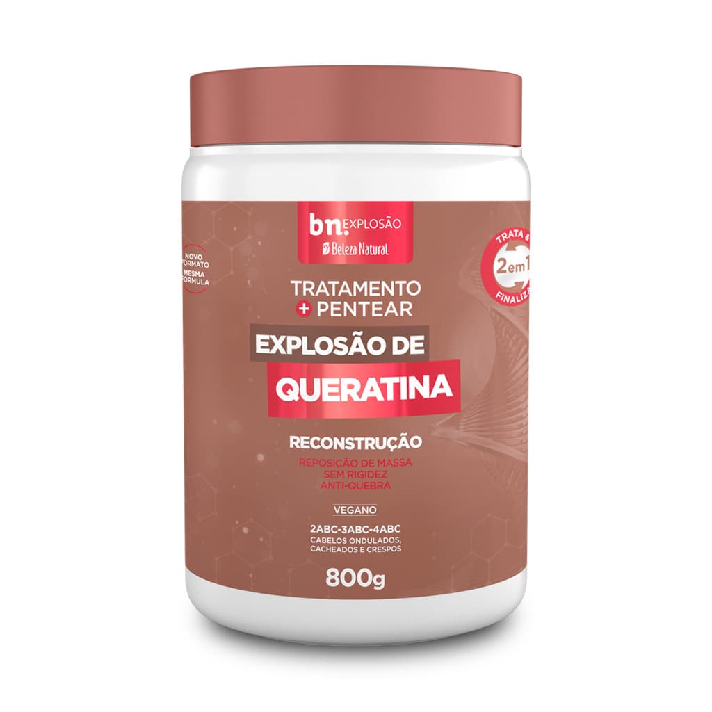 Creme de Pentear e Tratamento para Cachos Explosão de Queratina 2 em 1 800g bn.Cachos
