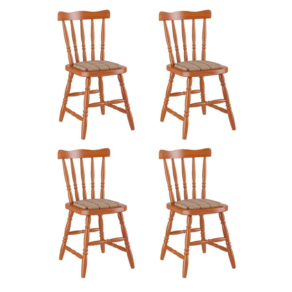 Conjunto com 4 Cadeiras de Jantar Madeira Maciça com Estofado Multimóveis CR50088