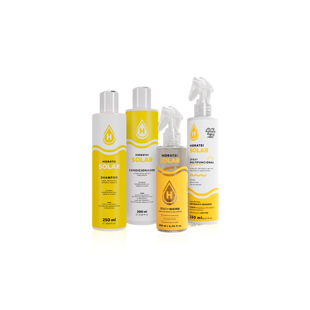 Kit Linha Solar Completa Hidratei Proteção UV Praia Piscina Cloro Sal Hidratação Capilar