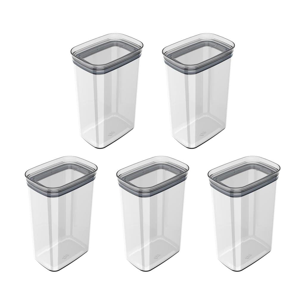 Kit de potes herméticos retangular Ou 5 peças 2,3L Linha Block - Natural