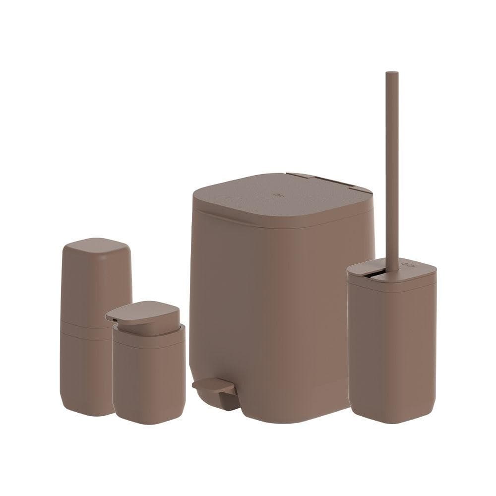 Kit de banheiro completo OU 4 peças Linha Aura - Marrom Amêndoa