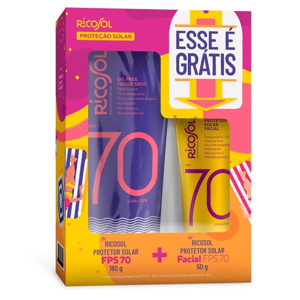 Kit Ricosol FPS 70 Corpo 180g + FPS 70 Facial 50g