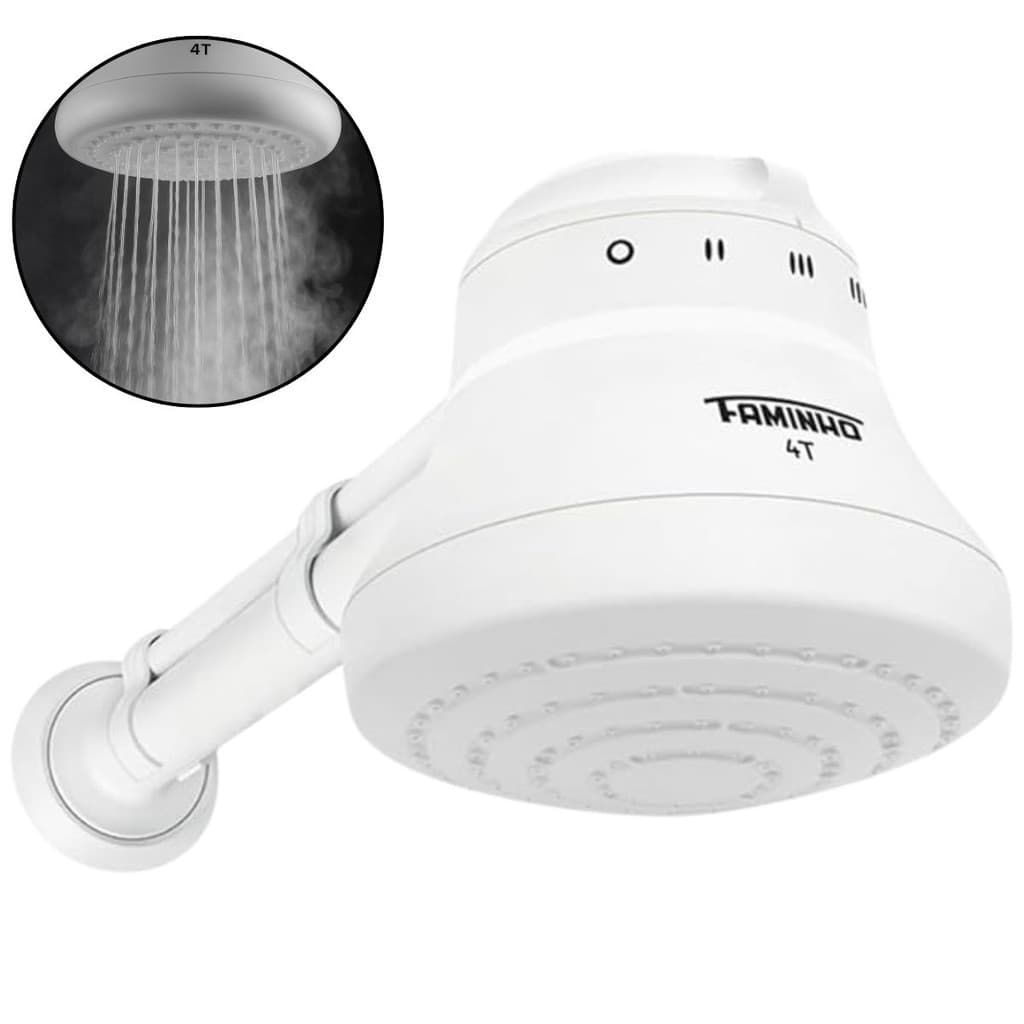 Chuveiro Elétrico Fame Faminho 4 Temperaturas Branco com Cano 30cm