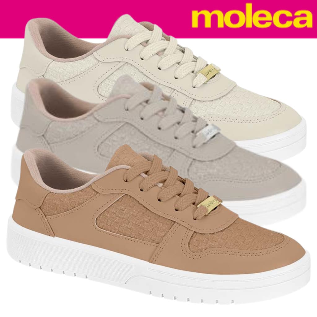 Tênis Casual Moleca Feminino Detalhe Texturizado