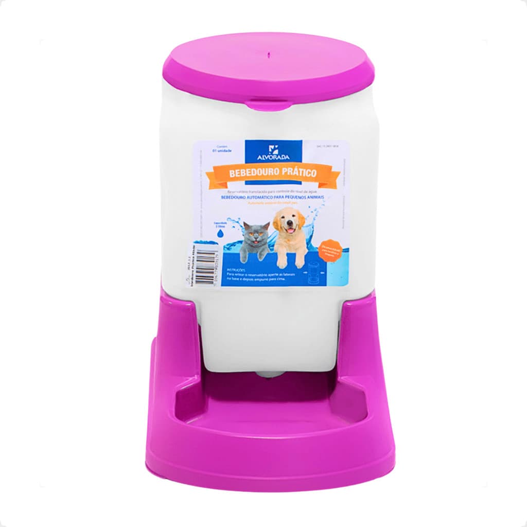 Bebedouro Automatico Cachorro e Gato Prático 3 litros - Alvorada - Rosa