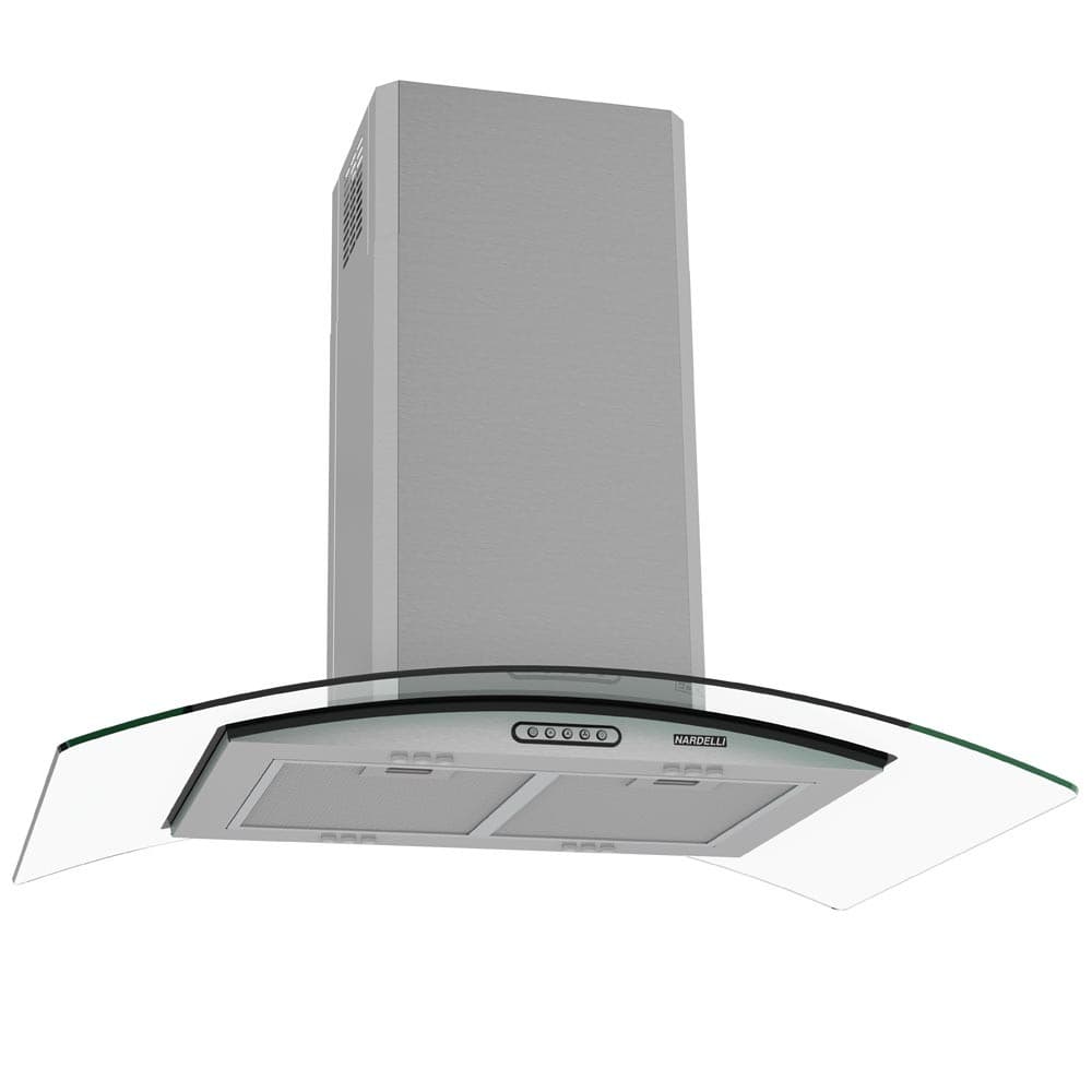 Coifa Ilha Nardelli Civc Vidro Curvo Inox