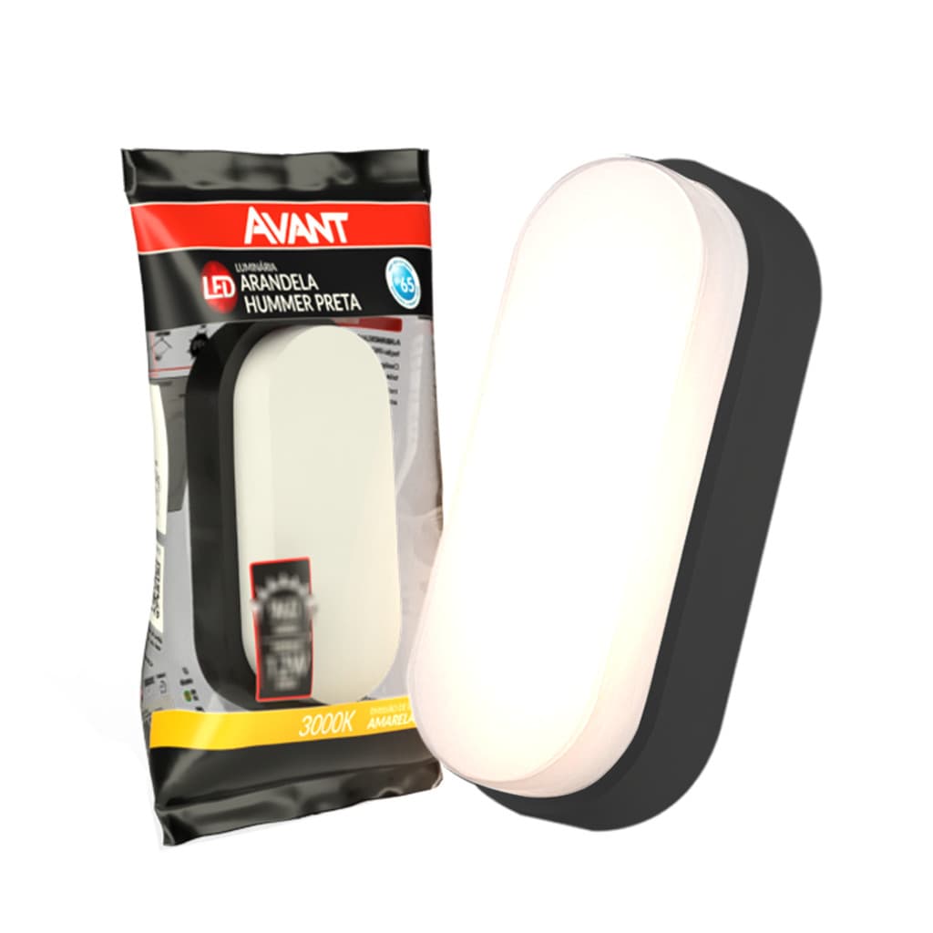 Arandela Led Hummer Evo 5w 3000k Branco Quente 110v/220v Bivolt a prova dáguar Preto Cod: 157940574 Avant