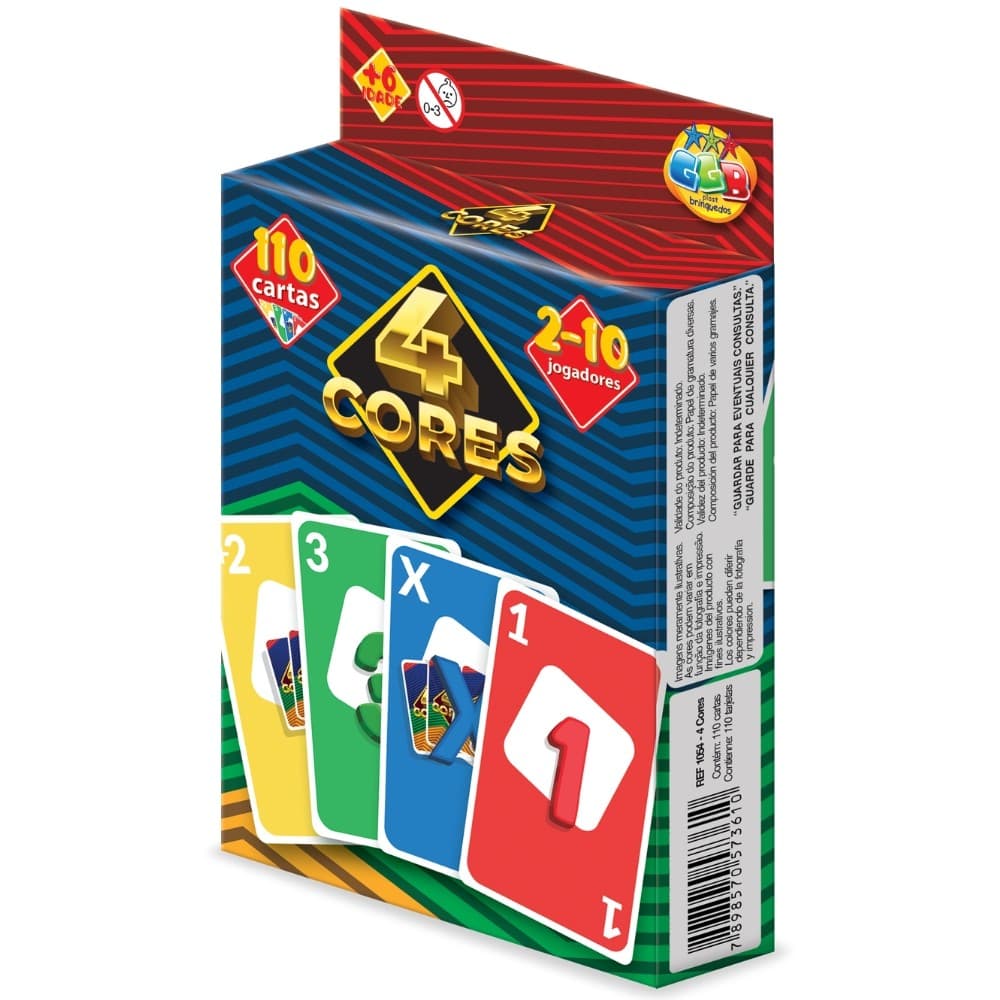 JOGO 4 CORES 110 CARTAS GGB BRINQUEDOS DIVERSÃO RACIOCÍNIO MESA BARALHO UNO CAN CAN FAMÍLIA NÚMEROS
