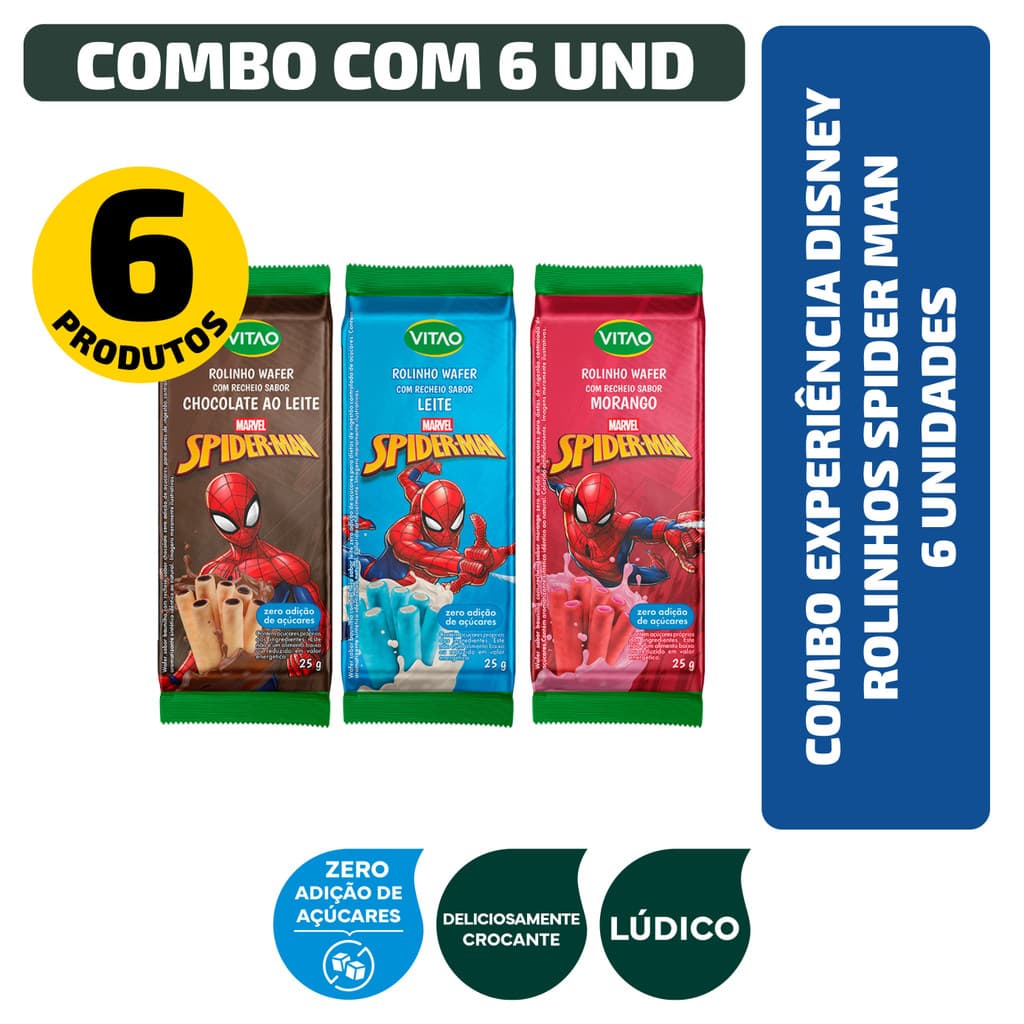 Combo Experiência Disney Rolinhos Spider-Man - 6 unidades