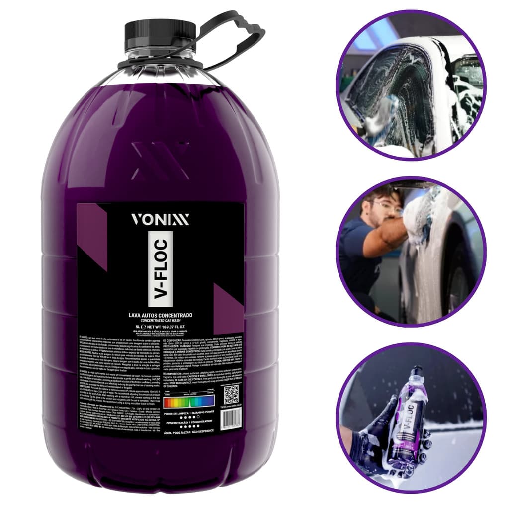 V-Floc 5 litros Vonixx Alta Lubrificação e Aroma Agradável Para Limpeza De Alto Rendimento e Segura