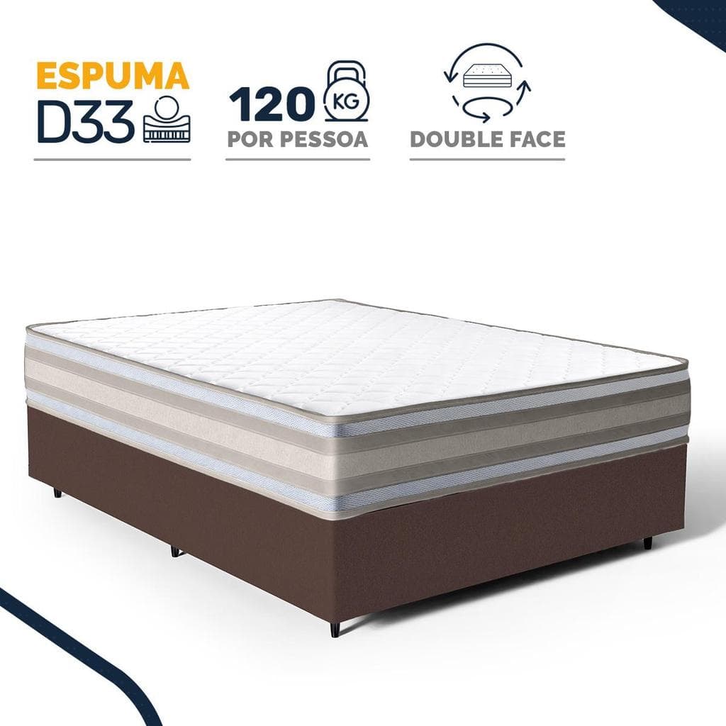 Cama Box com Colchão de Espuma D33 Double Face Territory Hellen Casal 138cm
