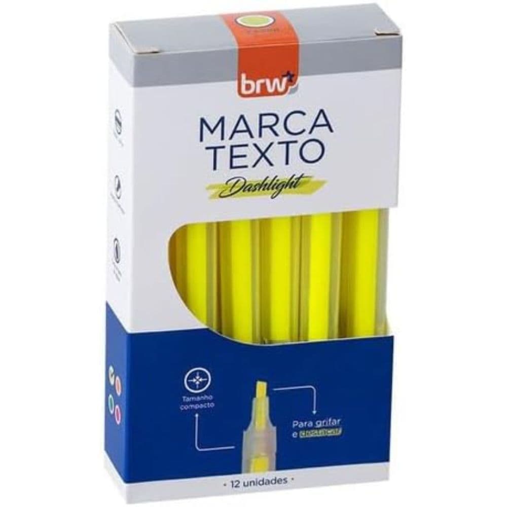 Marca Texto BRW Dashlight Neon Amarelo Caixa Com 12un