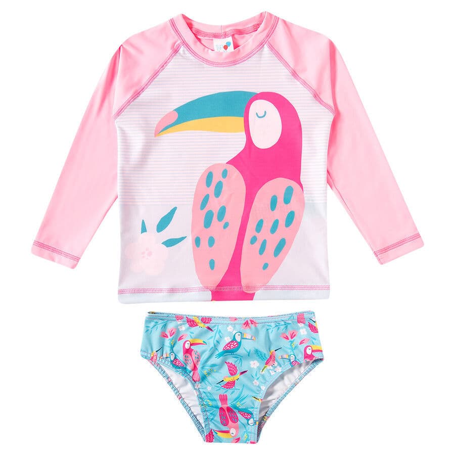 Conjunto Praia Tucaninha Infantil Rosa 4 A 10 Anos Uv50 Tip Top