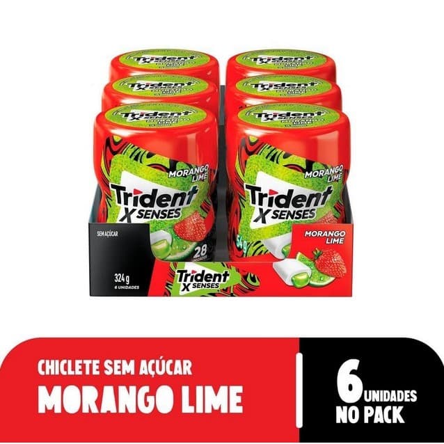 Chiclete Trident X Senses Morango E Limão Com 6 Unidades De  54g