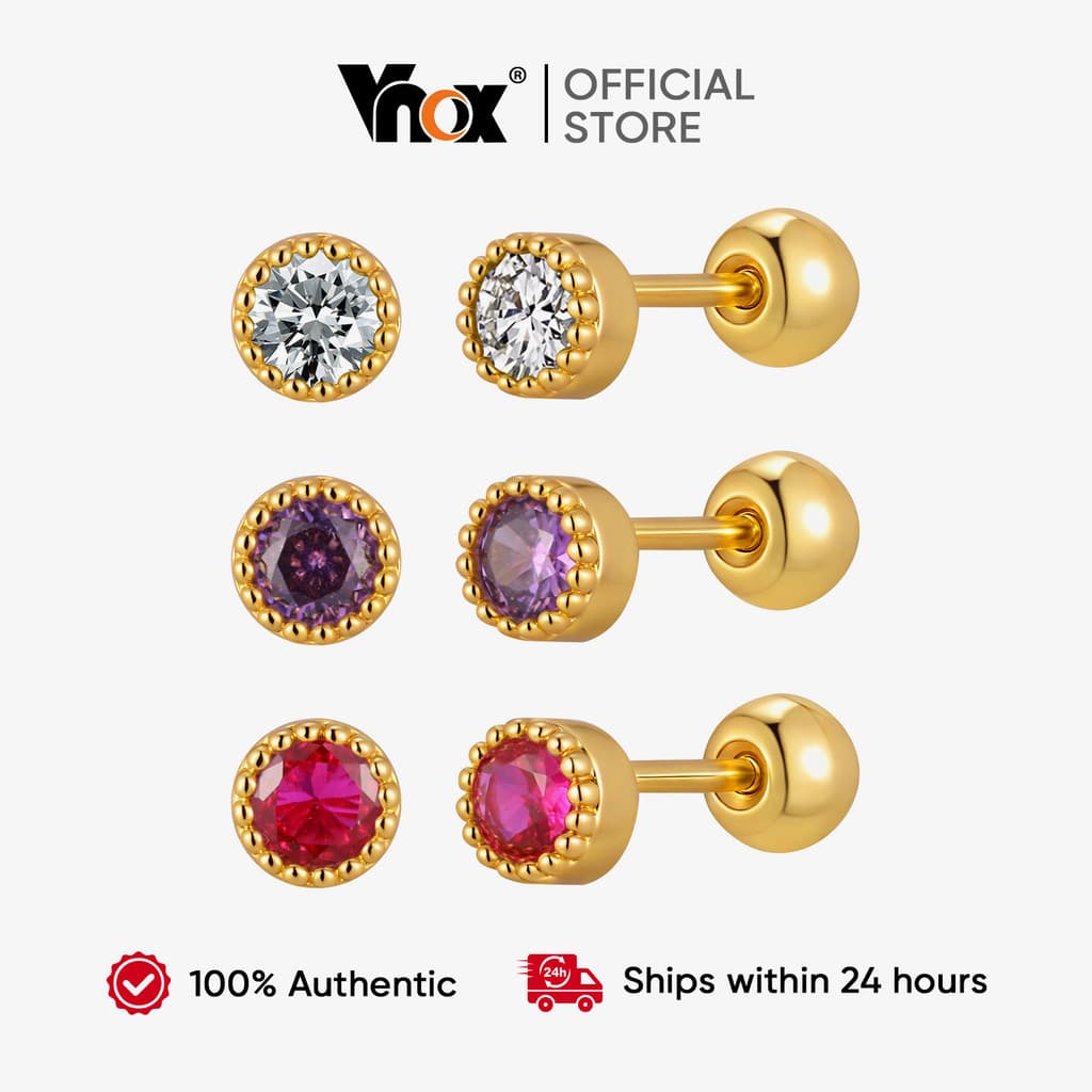 Vnox Mini Brincos De Zircônia Cúbica Dourada , Brinco Piercing De Cartilagem Para Mulheres E Meninas Joias Simples Fofas