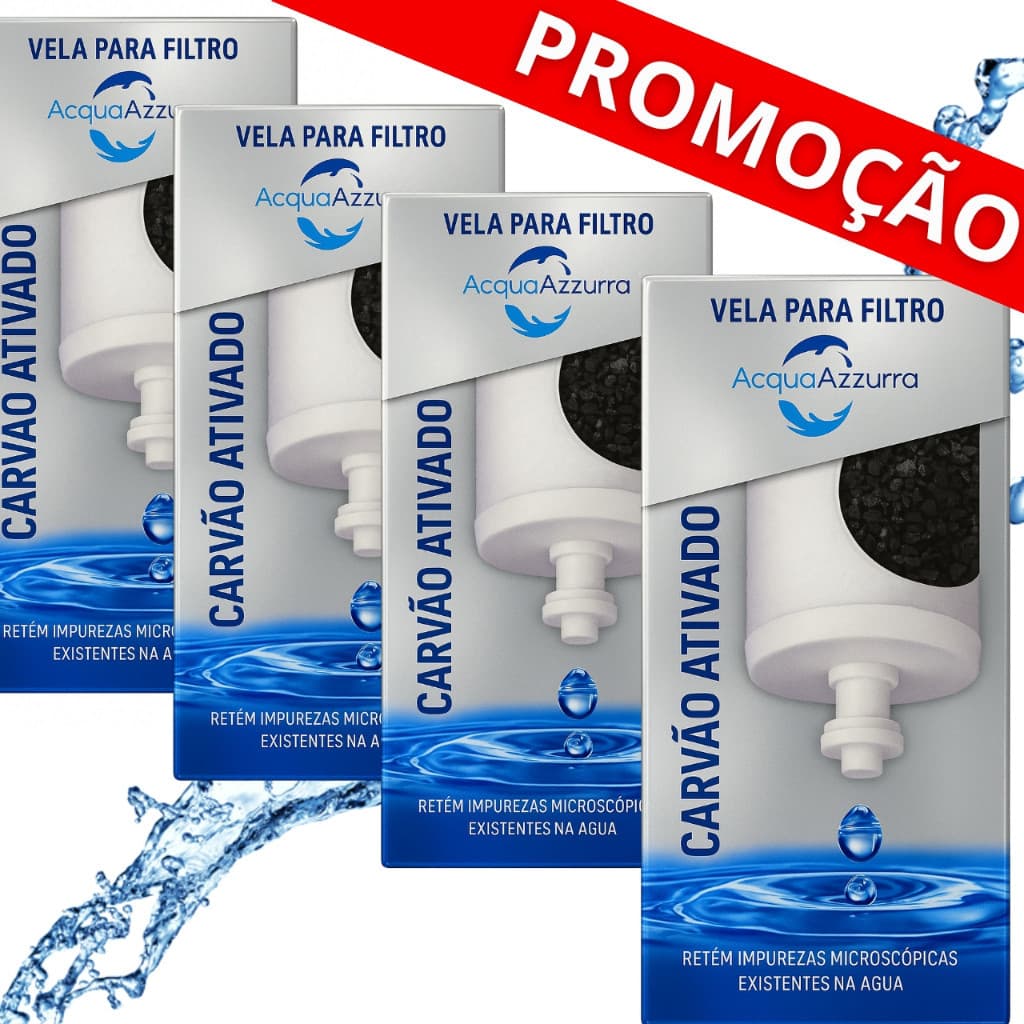 Kit 04 Velas Para Filtro Barro Alcalina Carvão Ativado - SERVE PARA TODOS FILTRO DE BARRO